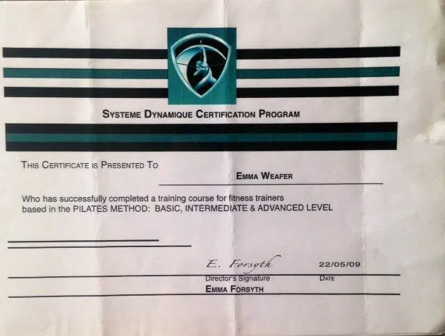 Emma Weafer qualification document: Archived fitness qualification certificate