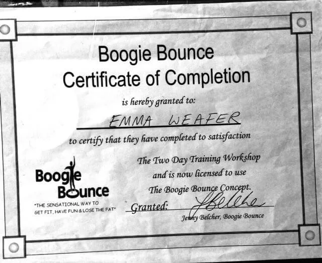 Emma Weafer qualification document: Archived fitness qualification certificate