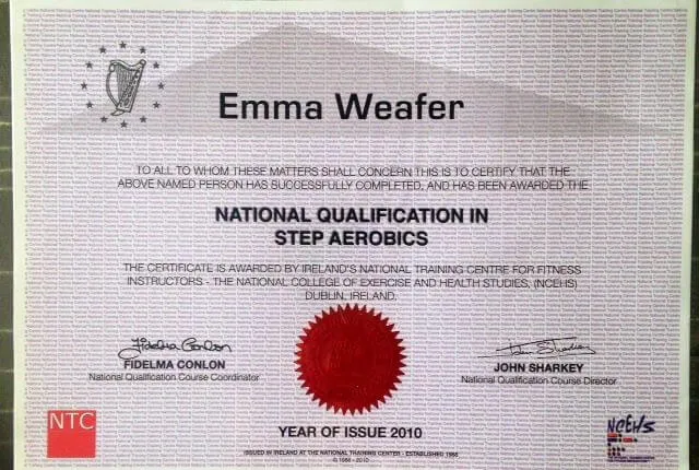 Emma Weafer qualification document: Archived fitness qualification certificate